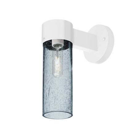 BESA LIGHTING Juni 10 Outdoor Sconce, Blue Bubble, White Finish, 1x60W Incandescent JUNI10BL-WALL-WH
